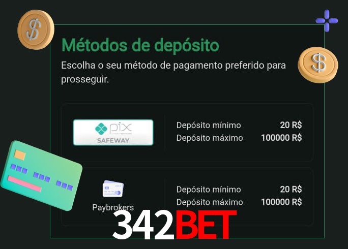 O cassino 342bet oferece uma grande variedade de métodos de pagamento